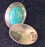 2 Pair Southwest Style Sterling Earrings With Turquoise And Lapis