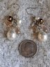 Gorgeous Sterling, Pearl & Crystal Dangle Earrings