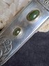 Stunning 830 Silver Celtic Dragon And Jade Kilt Or Sash Pin With Gold Accents
