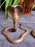 Pair Of Vintage Solid Brass Hand Painted Enameled Cobra Statues