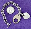 Gorgeous Sterling Bracelet With Unique Toggle Clasp And Heart Charm