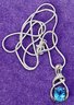 Beautiful Sterling Pendant With Large Blue Topaz Stone With 20' Sterling Snake Chain