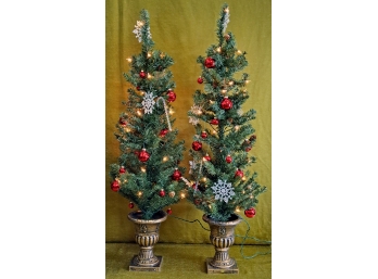 Set Of Two 3.5 Ft. Pre-Lit Topiaries
