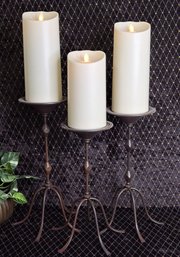 Three Styl'in Metal Candle Stands With Luminara Candles