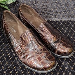 Clarks Faux Leather Crocodile Print Loafer