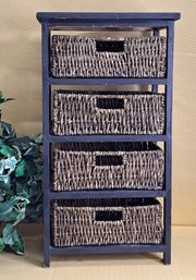 Wicker And Wood Four Drawer Storage