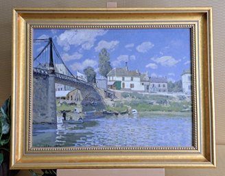 Gorgeous Print On Canvas Bridge At Villeneuve-la-Garenne (reproduction) By Alfred Sisley