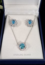 NEW In Box Beautiful Sterling Earring And Necklace Set