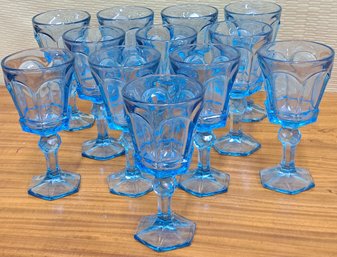 Vintage Fostoria Virginia Light Blue Wine Glasses 12pc