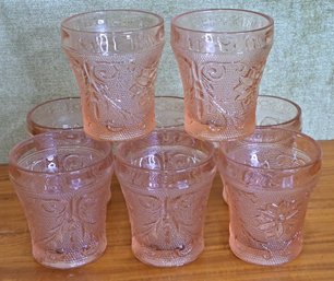Vintage Tiara Indiana Glass 7oz Pink Juice Glasses