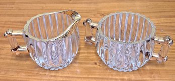 Jeanette Glass National Pattern With Gold Accents Creamer And Sugar Bowl Set