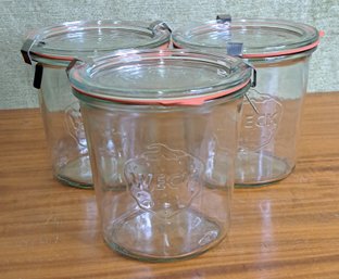 Vintage Wek Rundrand-glas 100 Glass Lidded Canning Jars Set Of 3