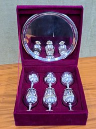 Vintage Godinger Silver Art Company Set Of Six Liquor Goblets And Tray