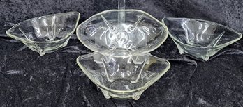 Vintage Viking Glass Clear Footed Candy Bowls Set Of 4