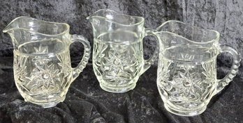 Set Of Three Anchor Hocking Clear Pint Pitchers