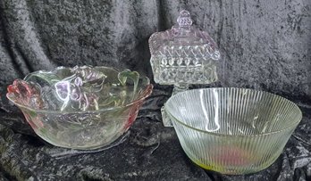 3 Pieces: Two Large Vintage Bowls And A Wedding Bowl