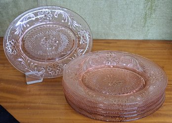 Set Of Six Vintage Tiara Pink Luncheon Plates