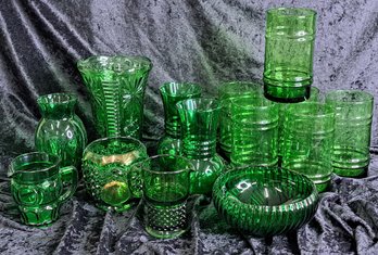 Vintage Emerald Green Glass Collection