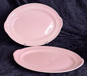 Vintage Pair Of Beautiful T.S.&T. Lu-Ray Pastels U.S.A. Pink Vintage Serving Platters
