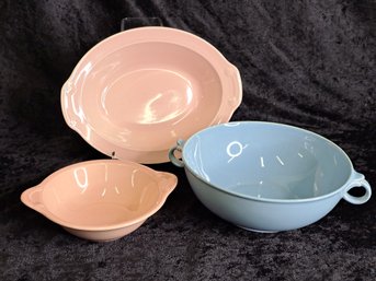 Three Vintage Lu-Ray Pastel Bowls