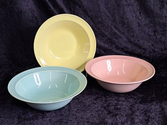 Three Vintage TS&T Lu-Ray Pastel 9' Salad Bowls