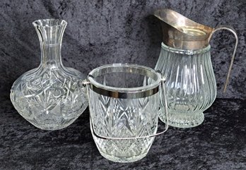 Clear Glass Pitcher, Vase And Ice Bucket - Sweet!