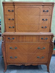 French Style Vintage Satinwood Highboy Dresser Or Chest, Joerns Bros #39389