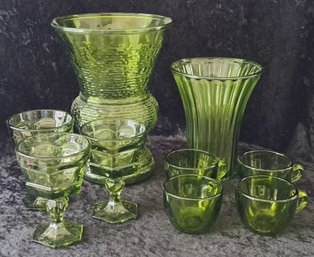 Collection Of Green Glass Pieces