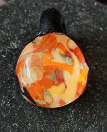 Orange Tones Ball Shaped Art Glass Pendant