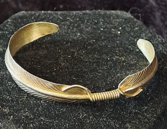 Vintage Sterling Feather Cuff Bracelet
