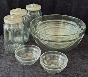 Glass Nesting Bowls And Cannisters