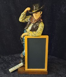 Howdy Partner! Western Cowboy Figure With Chalkboard