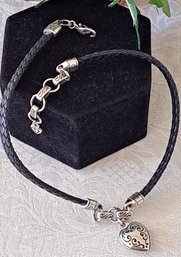 Brighton Look Heart On Leather Cord Necklace