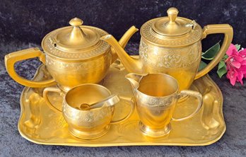 Beautiful Vintage Brass Coffee And Tea Set