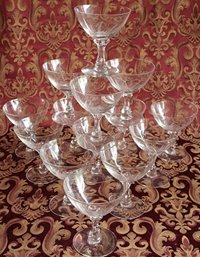 14 Vintage Lenox Etched Crystal Wheat Pattern Champagne Glasses