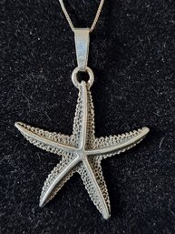 Sterling Starfish On 24' Rhodium Plated Brass Chain
