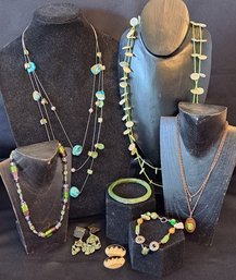 Collection Of Jewelry In Shades Of Green