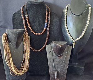Collection Of Wood And Shell Necklaces