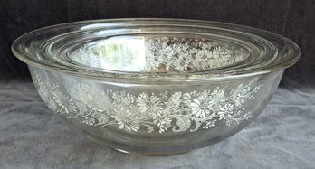 Vintage Set Of 3 Pyrex Colonial Mist White Lace Nesting Bowls
