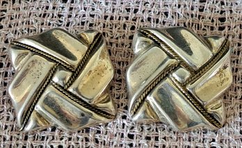 Vintage Sterling Clip-on Earrings, Signed, Made In Mexico