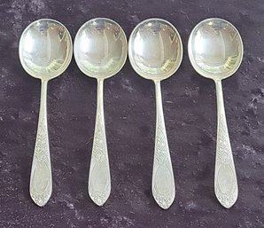 Vintage Set Of 4 Sterling Soup Spoons