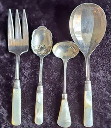 Fabulous Antique Sterling And MOP Serving Pieces
