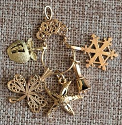 14K Charm Holder Pendant With 5- 14K Charms