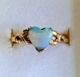 Vintage 14K And Heart Shaped Opal Ring