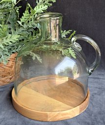 Large Rustic Wood Cheese Board With Jug Shaped Dome