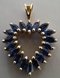10K Gold And Sapphire Heart Pendant