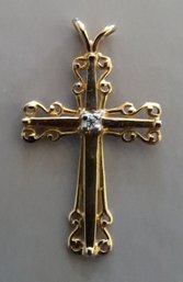 14K Gold Cross With Accent Diamond