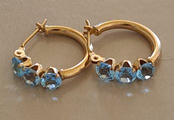 10K Gold And Blue Topaz Earrings