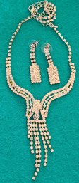 Rhinestone Necklace And Earring Set
