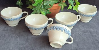 Vintage Set Of 5 Cups Wedgewood Embossed Queen's Ware